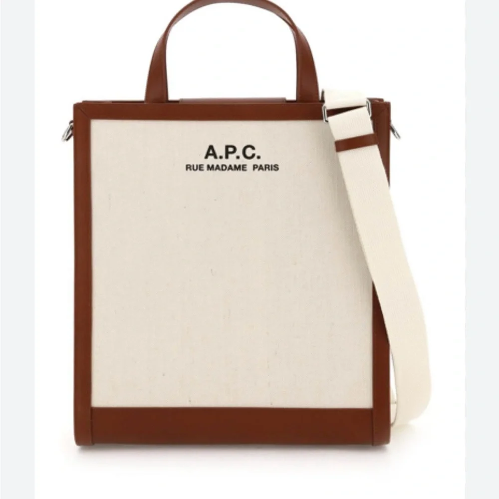 A.P.C. Tan and Cream Canvas Messenger Bag